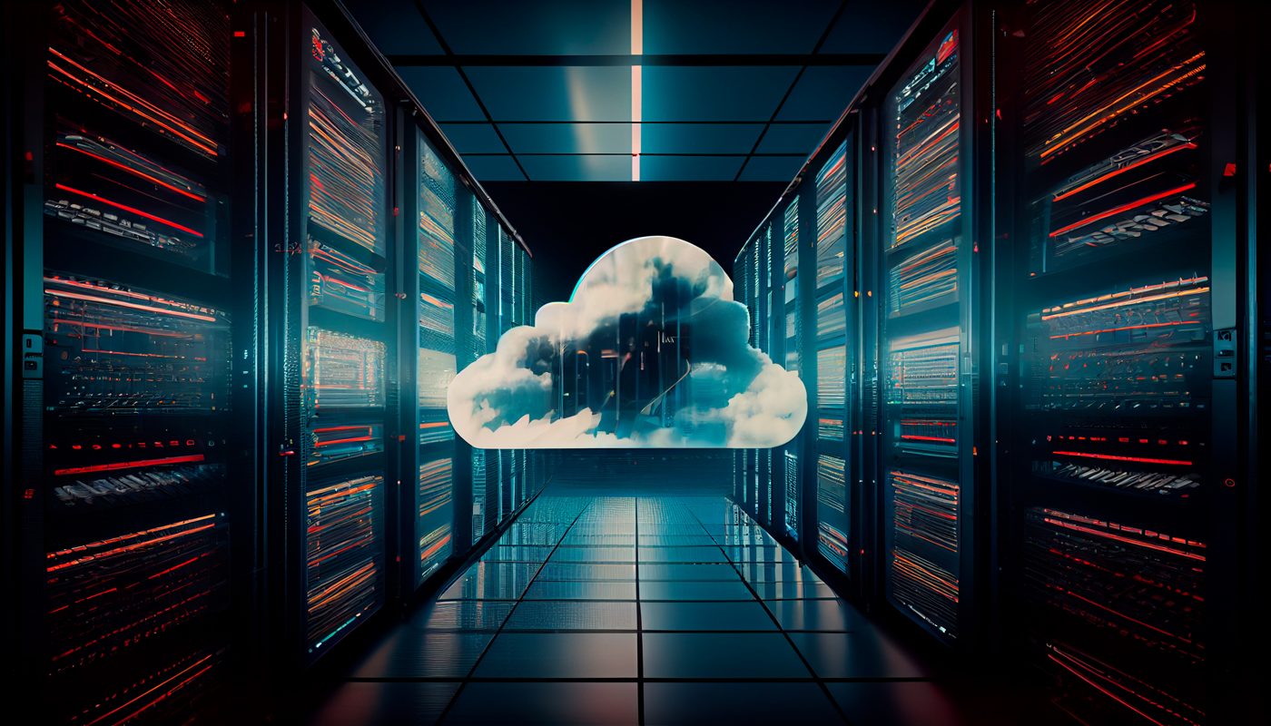 Technology data center on cloud service.