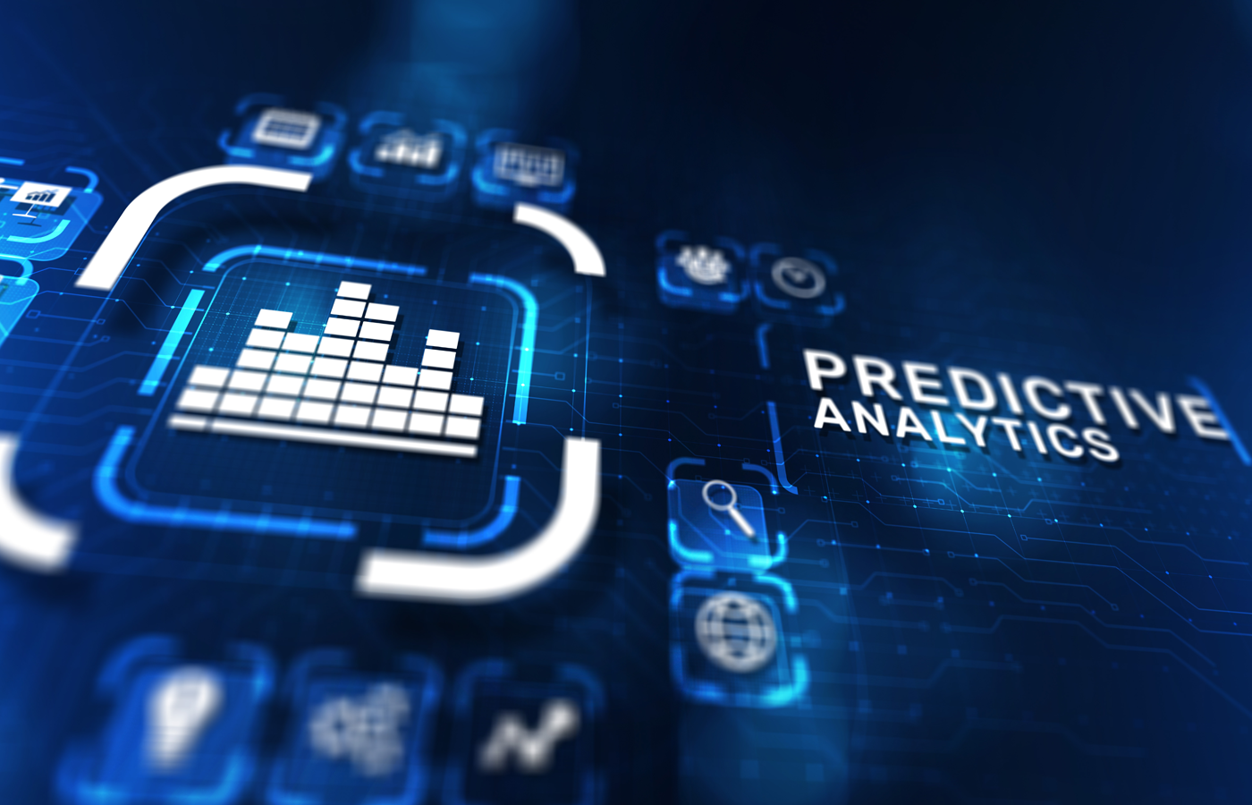 Predictive analytics concept on virtual screen.