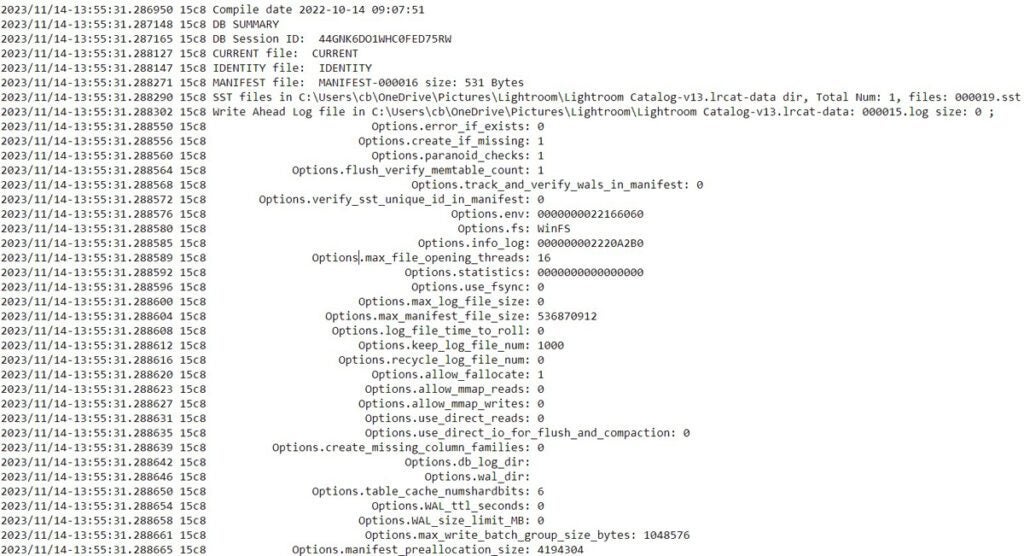 An example of an error log file.