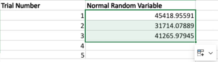 Step 3 of Monte Carlo Simulation in Excel.