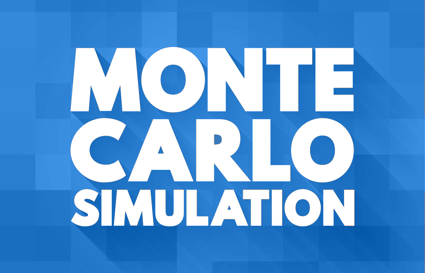 Monte Carlo Simulation inscription on a blue background.