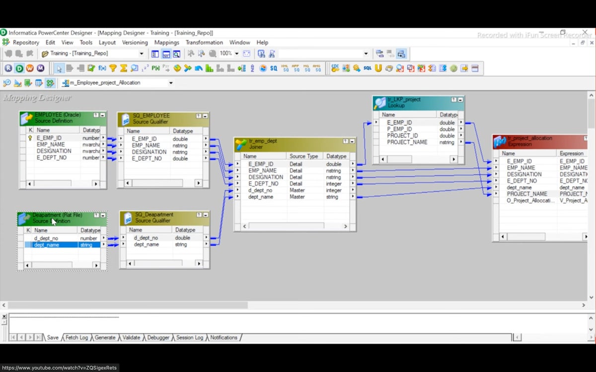 The mapping designer feature in Informatica PowerCenter.